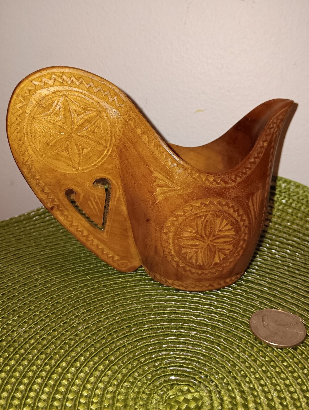 Vintage Hand-Carved Yugoslavian Wooden Shepherd Wedding Cup - Boho, Folk Art